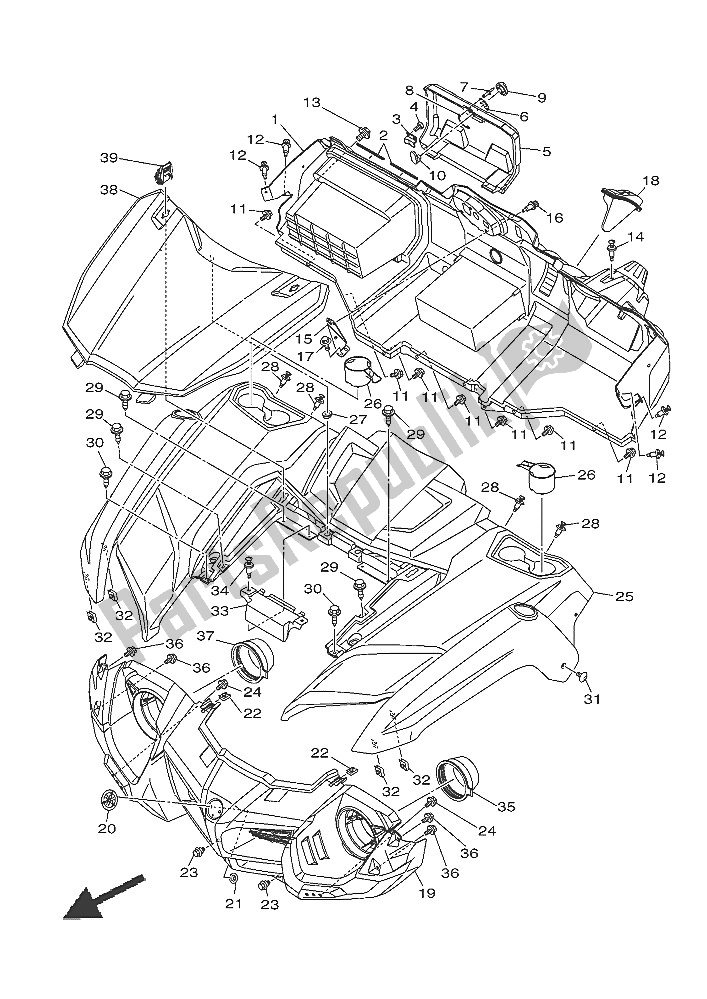 Todas las partes para Guardabarros Delantero de Yamaha YXM 700E 2016