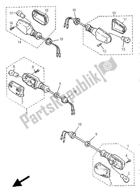 Toutes les pièces pour le Lumière Clignotante du Yamaha XJ 600S 1999