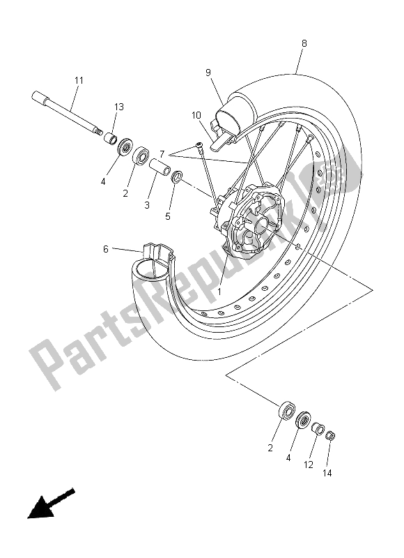 Wszystkie części do Przednie Ko? O Yamaha WR 250X 2014