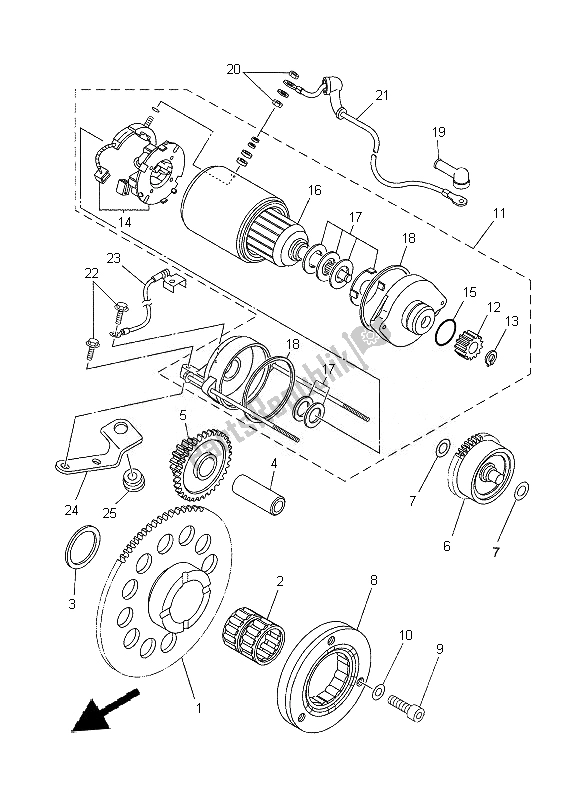 All parts for the Starter Clutch of the Yamaha XT 660X 2014