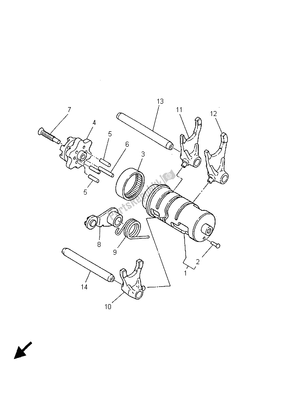 All parts for the Shift Cam & Fork of the Yamaha TW 125 2001