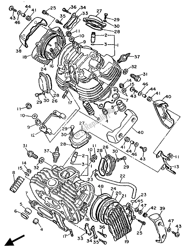 Wszystkie części do G? Owica Cylindra Yamaha XV 535 Virago 1990