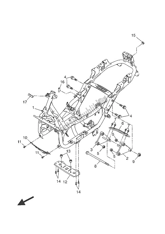 All parts for the Frame of the Yamaha YP 400 RA 2016