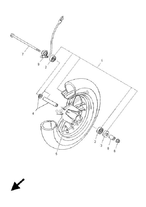 All parts for the Front Wheel of the Yamaha YN 50F 4T Neos 2009