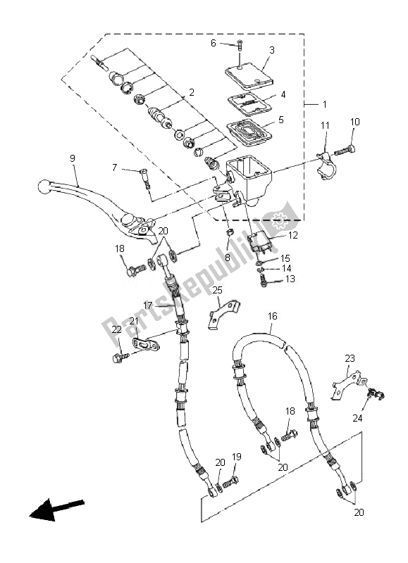 All parts for the Front Master Cylinder of the Yamaha XJ6F 600 2010