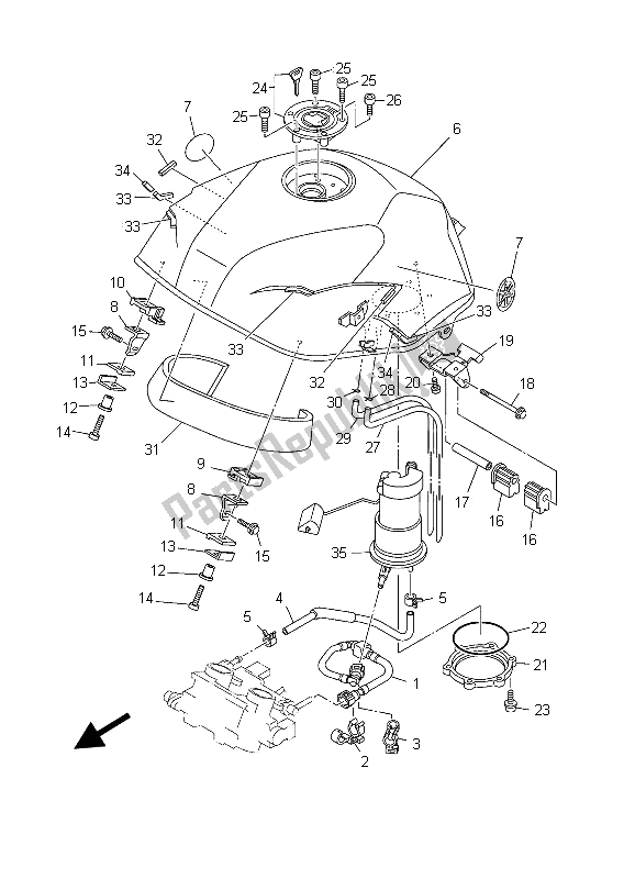 Alle onderdelen voor de Benzinetank van de Yamaha TDM 900 2003