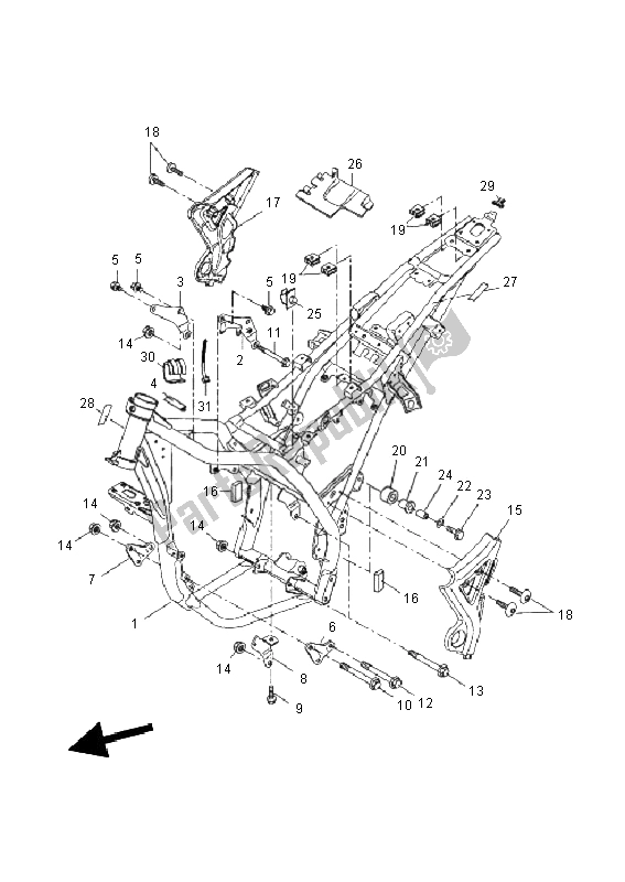 All parts for the Frame of the Yamaha WR 125R 2011