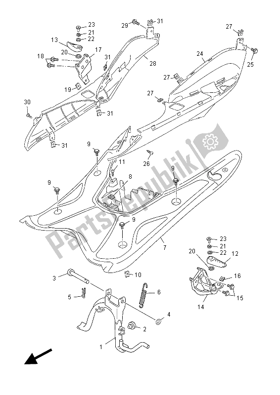 Wszystkie części do Podstawka I Podnó? Ek Yamaha YN 50 2015