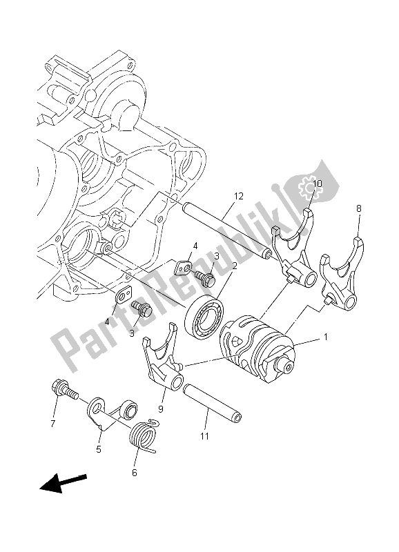 All parts for the Shift Cam & Fork of the Yamaha YZ 125 2006