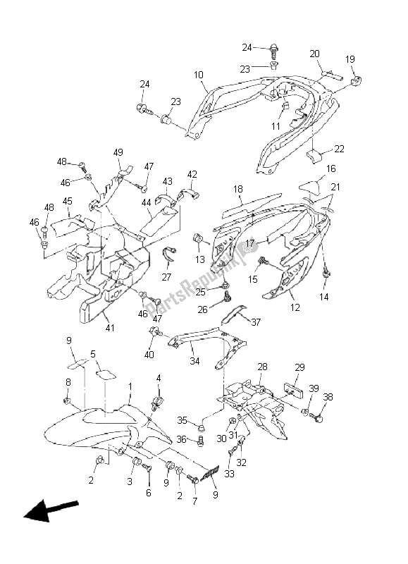 Alle onderdelen voor de Spatbord van de Yamaha FZ6 SA Fazer 600 2006