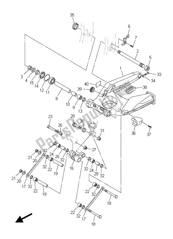 All parts for the Rear Arm of the Yamaha FJR 1300 AS 2015