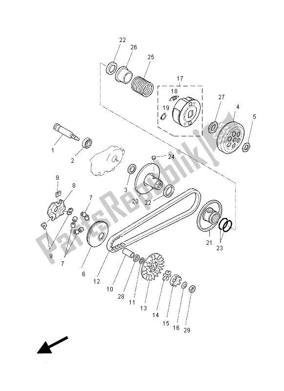 All parts for the Clutch of the Yamaha YQ 50L Aerox 50 TH Anniversary 2012