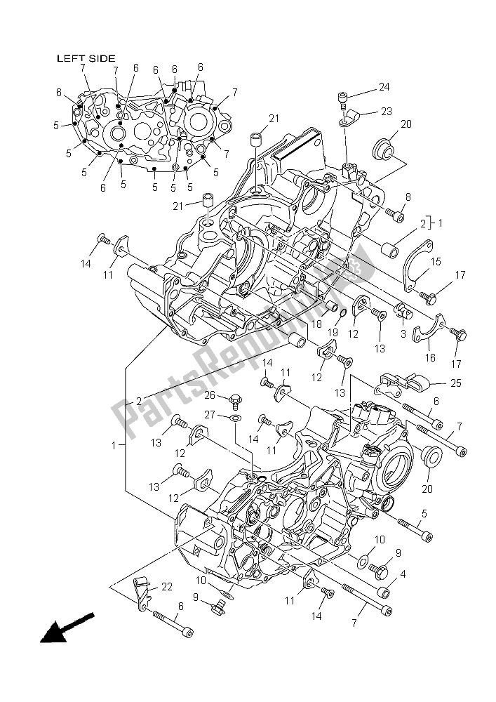 All parts for the Crankcase of the Yamaha YFZ 450R 2015