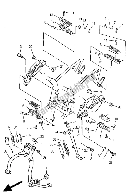 Toutes les pièces pour le Support Et Repose-pieds du Yamaha XJ 600S Diversion 1998