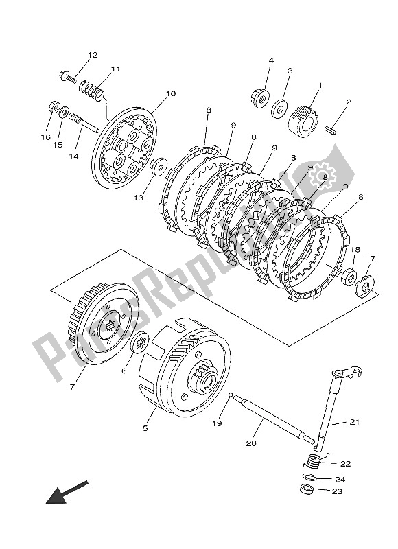 Toutes les pièces pour le Embrayage du Yamaha TT R 125 LW 2016