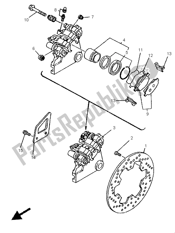 Wszystkie części do Zacisk Hamulca Tylnego Yamaha TDR 125 1997