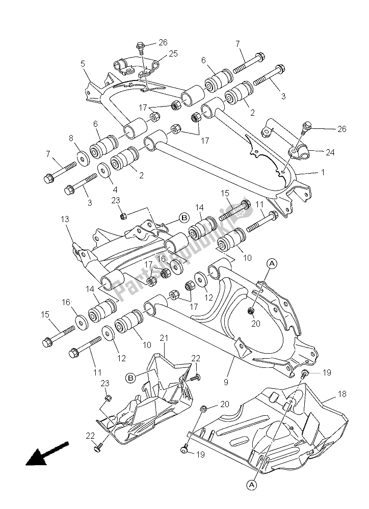 Tutte le parti per il Braccio Posteriore del Yamaha YFM 550 Fwad Yamaha Black 2015