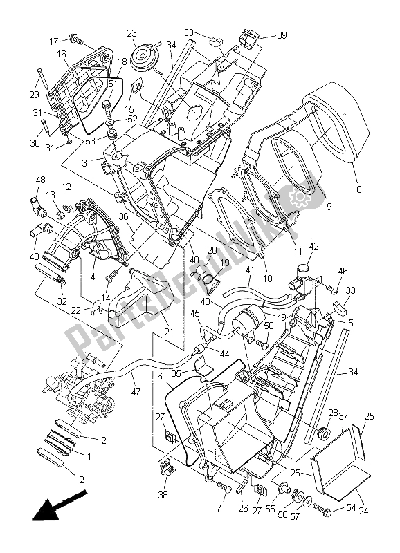 All parts for the Intake of the Yamaha WR 250X 2012