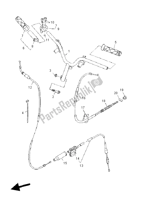 Alle onderdelen voor de Stuurhendel En Kabel van de Yamaha YN 50R Neos 2011