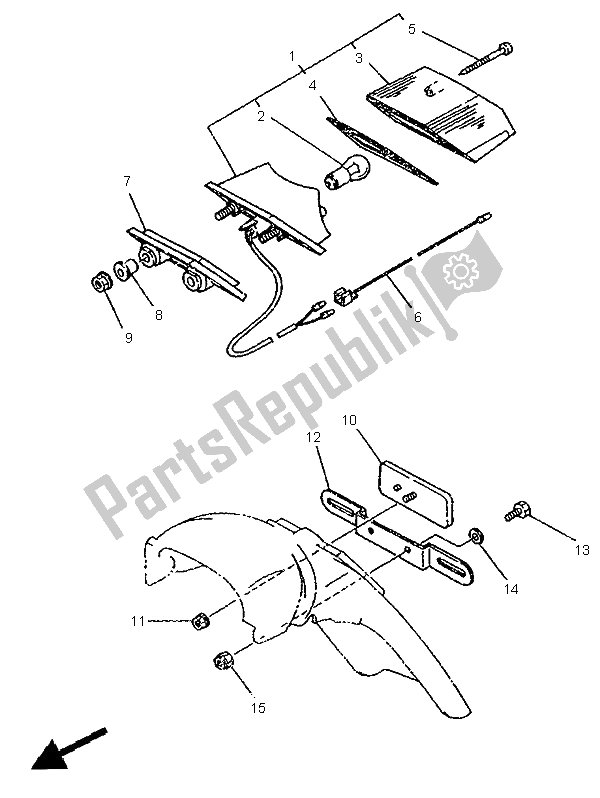 All parts for the Taillight of the Yamaha DT 125R 1995