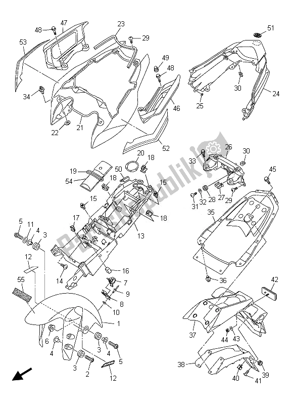 Tutte le parti per il Parafango del Yamaha FZ8 SA 800 2013