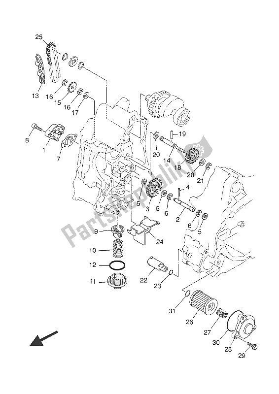 All parts for the Oil Pump of the Yamaha YP 400 RA 2016