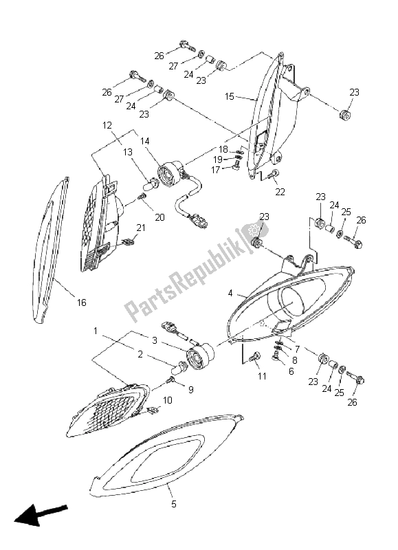 Tutte le parti per il Faro del Yamaha YFM 660R 2002