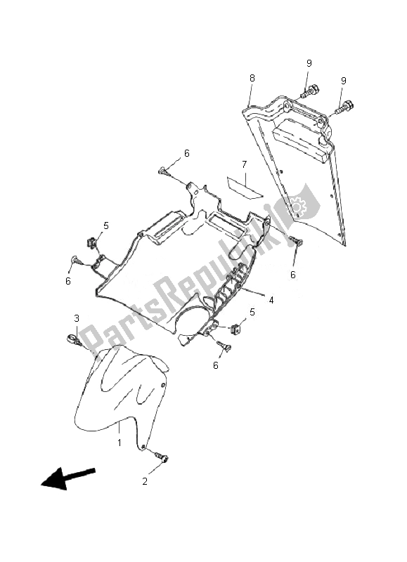 Tutte le parti per il Parafango Anteriore del Yamaha YQ 50L Aerox Race Replica 2010