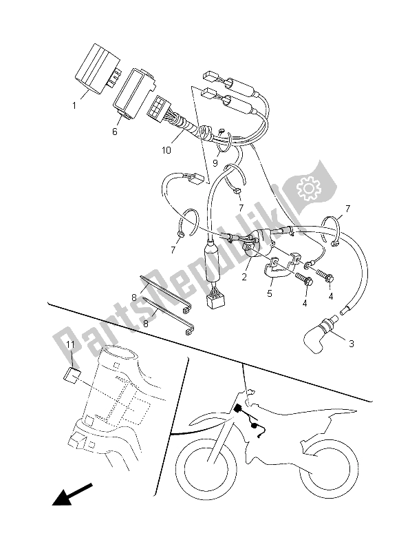 Alle onderdelen voor de Elektrisch 1 van de Yamaha YZ 125 2015
