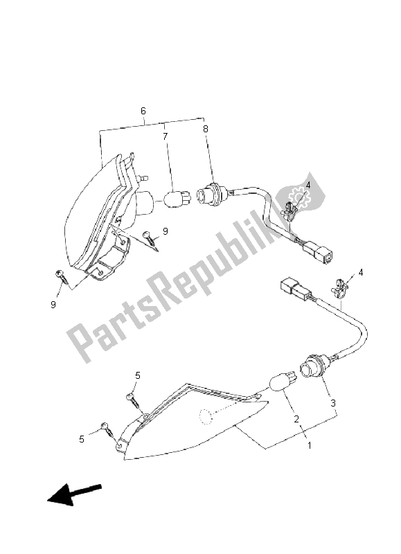 All parts for the Flasher Light of the Yamaha YP 400 Majesty 2011