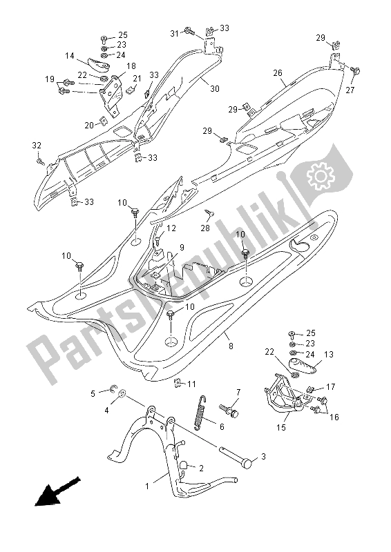 Tutte le parti per il Stand E Poggiapiedi del Yamaha YN 50 FU 2014