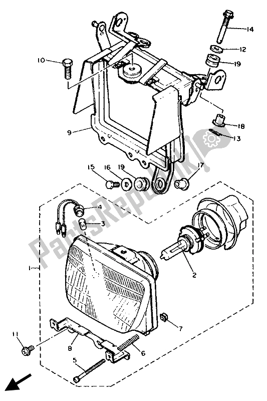 Toutes les pièces pour le Phare du Yamaha XT 600K 1992