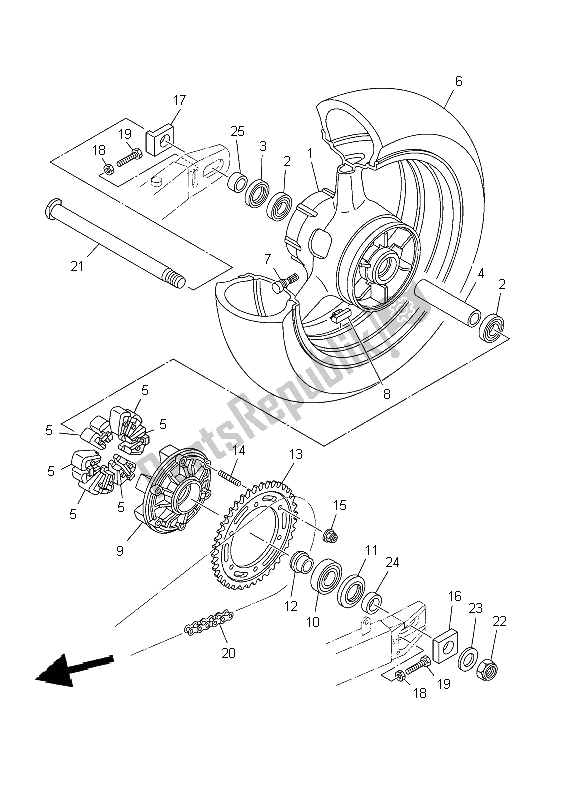 Tutte le parti per il Ruota Posteriore del Yamaha TDM 900 2009