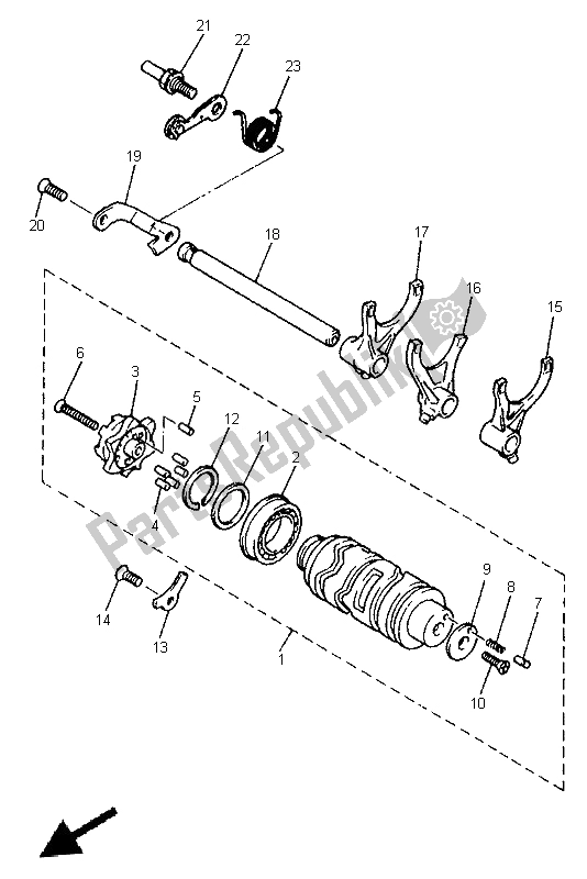 All parts for the Shift Cam & Fork of the Yamaha XJ 600S 1999