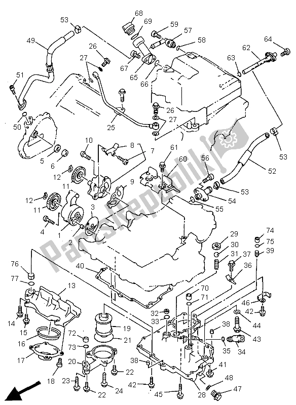 All parts for the Oil Pump of the Yamaha TRX 850 1998