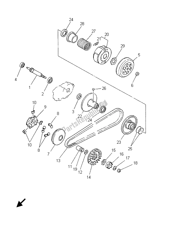 All parts for the Clutch of the Yamaha CS 50R AC JOG 2006