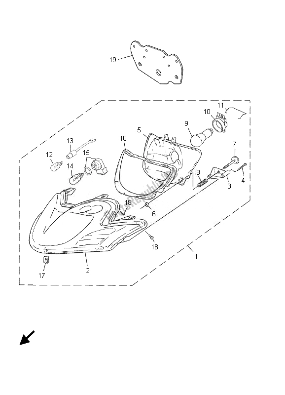 All parts for the Headlight of the Yamaha CS 50R AC JOG 2007