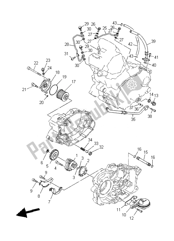 Alle onderdelen voor de Oliepomp van de Yamaha XT 660R 2010