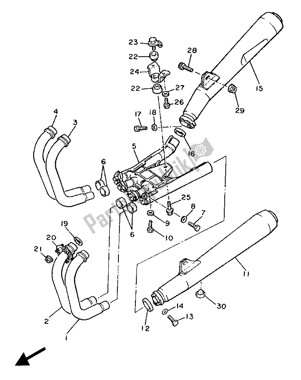 Toutes les pièces pour le échappement du Yamaha XJ 900F 1989