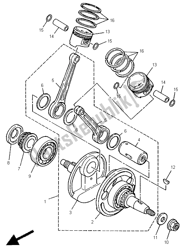 All parts for the Crankshaft & Piston of the Yamaha XV 250 S Virago 1998