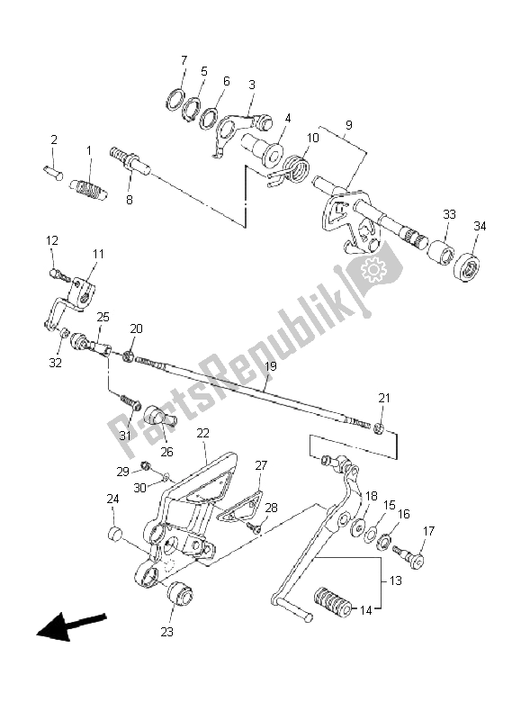 All parts for the Shift Shaft of the Yamaha FZ6 SA Fazer 600 2006