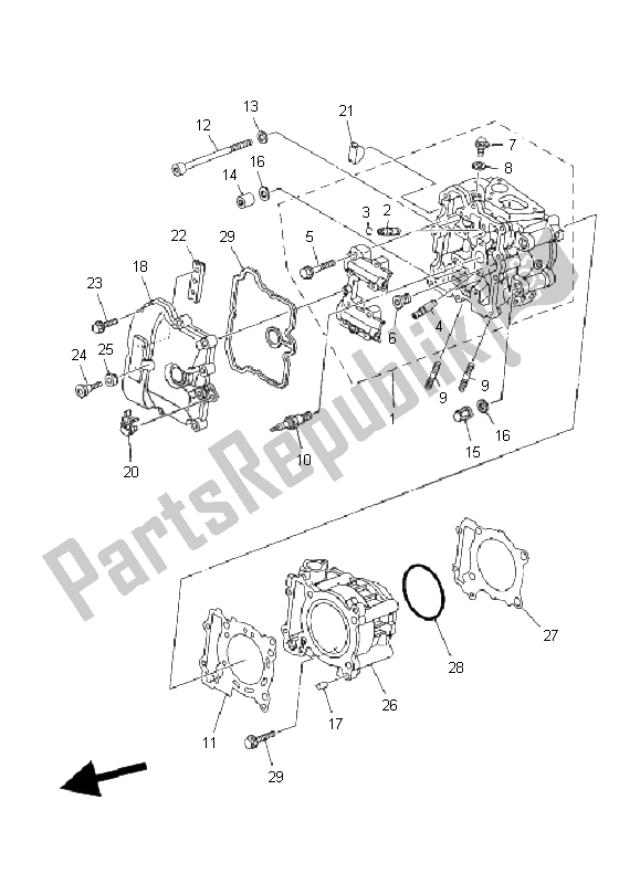 All parts for the Cylinder of the Yamaha YP 400 Majesty 2011