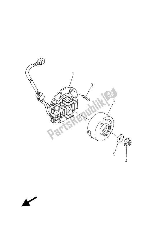 All parts for the Generator of the Yamaha YZ 450F 2003