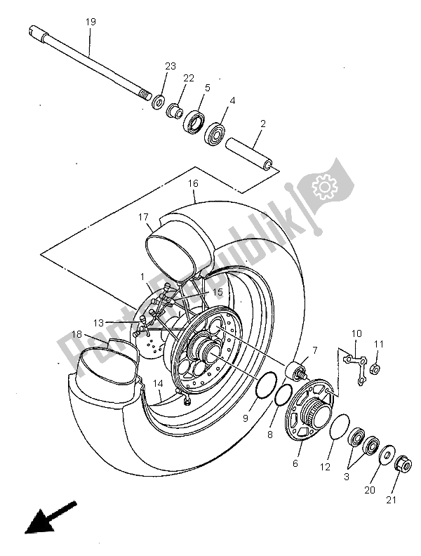 Tutte le parti per il Ruota Posteriore del Yamaha XVS 1100 Dragstar 1999