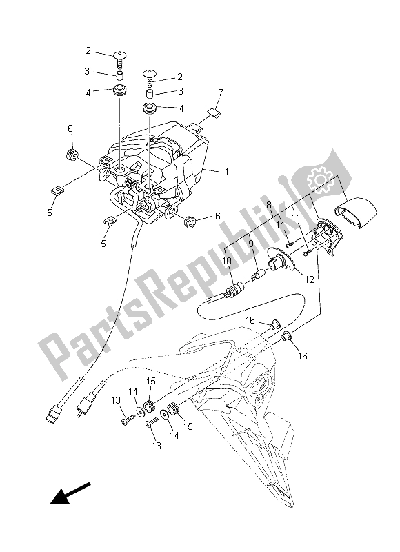 Tutte le parti per il Fanale Posteriore del Yamaha YZF R3A 300 2015