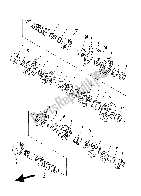 All parts for the Transmission of the Yamaha WR 450F 2009