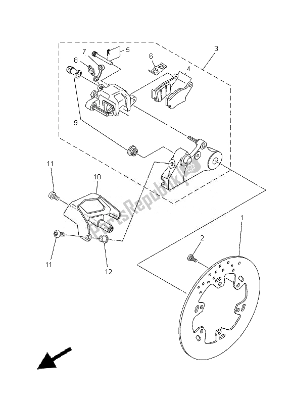 All parts for the Rear Brake Caliper of the Yamaha XT 660X 2014