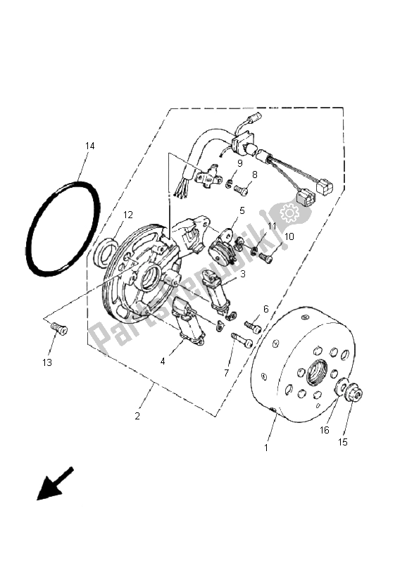 All parts for the Generator of the Yamaha YFM 80R 2008