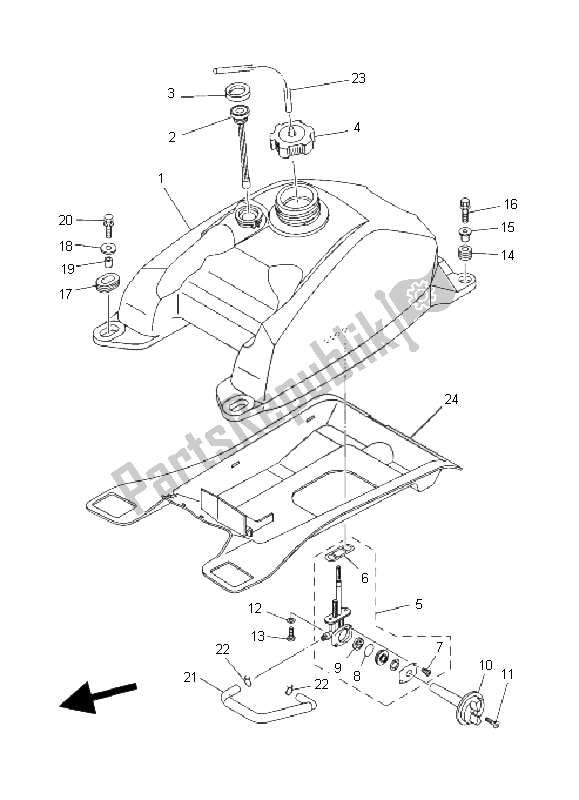 All parts for the Fuel Tank of the Yamaha YFM 400A Kodiak 2X4 2004