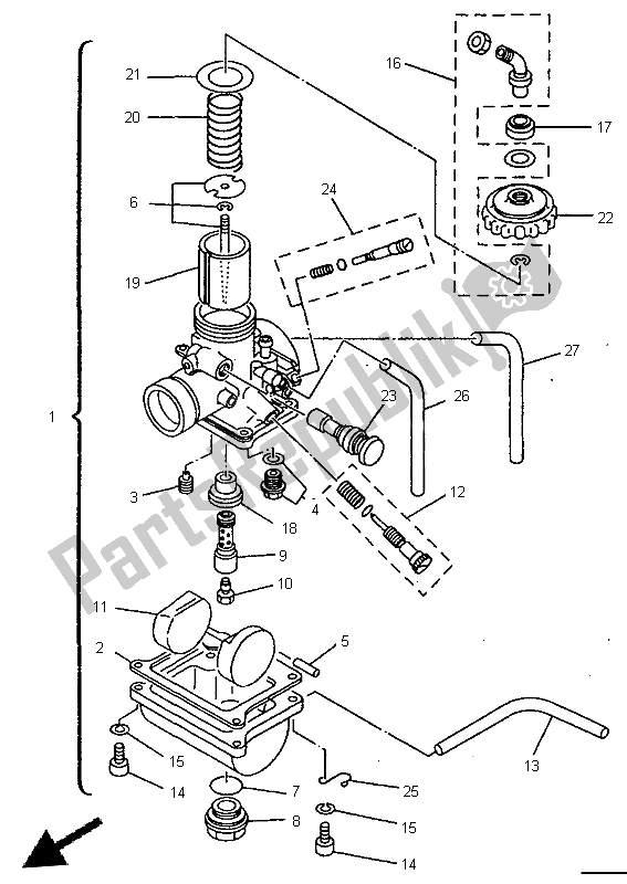 All parts for the Carburetor of the Yamaha YZ 80 LC 1997